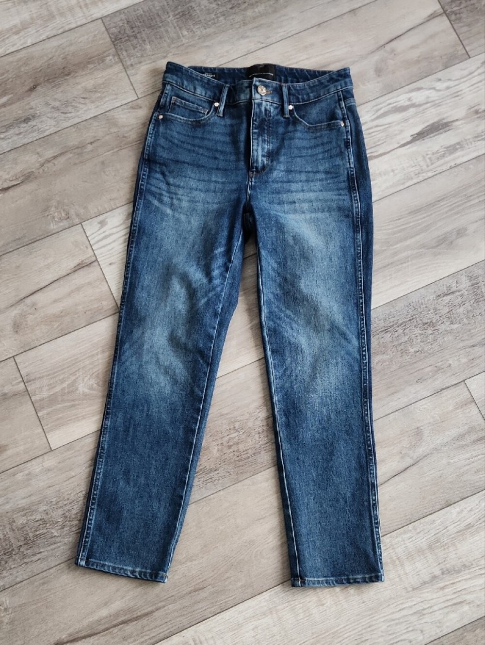 White House Black Market High-Rise Straight Sculpt Dark Blue Jeans - Picture 8 of 12